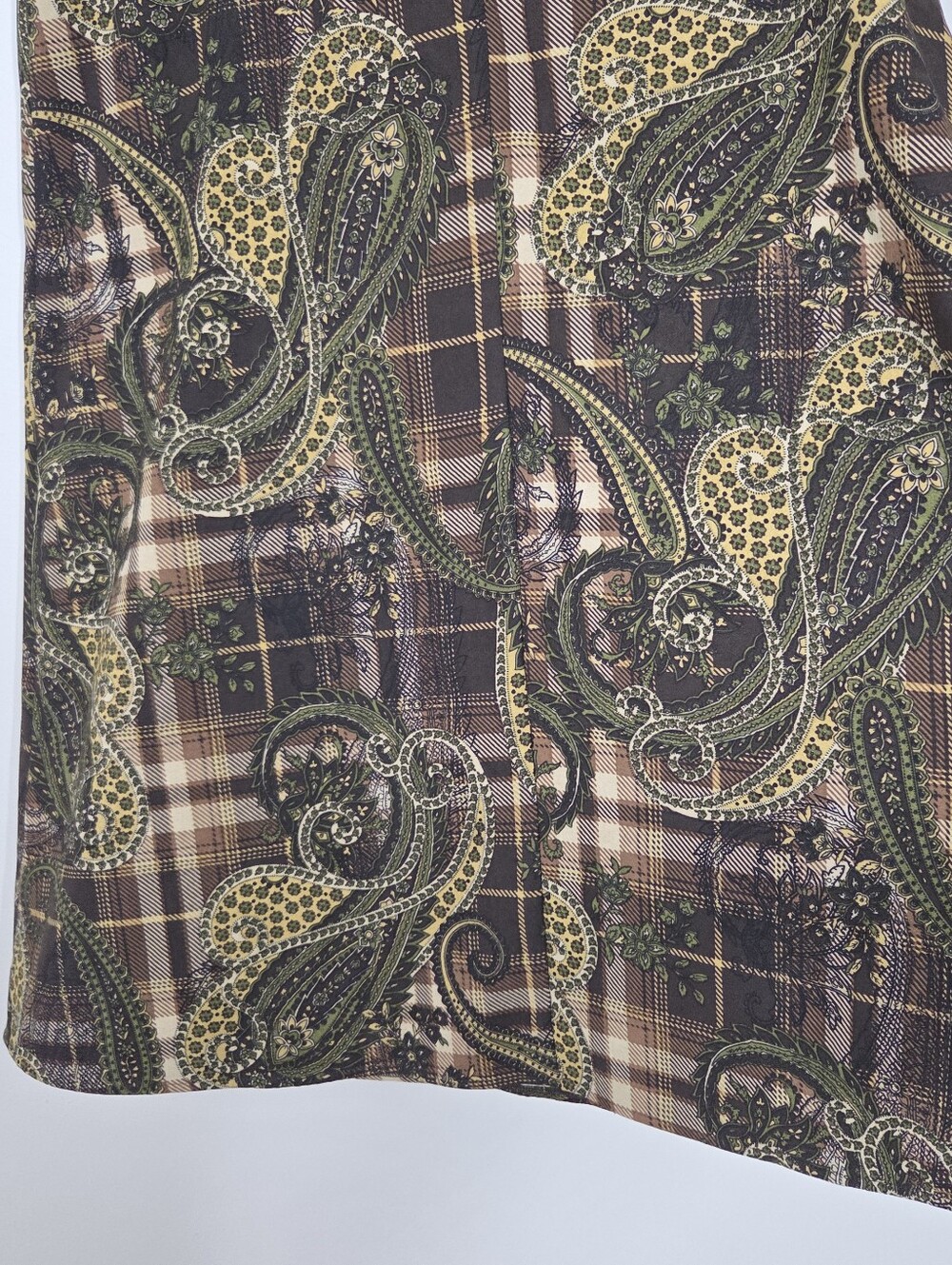 Vtg Y2K Cato Paisley Plaid Midi Skirt 12 Grunge Whimsigoth Academia Forest Boho - Picture 7 of 9